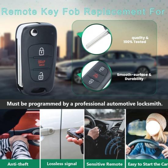 Flip Folding 3 Buttons Replacement Remote Car Key Fob Cover Case for KIA Soul New LJ Black NYOSEKSAM11ATX SEKS-AM11ATx Flip Key Fob Shell Case