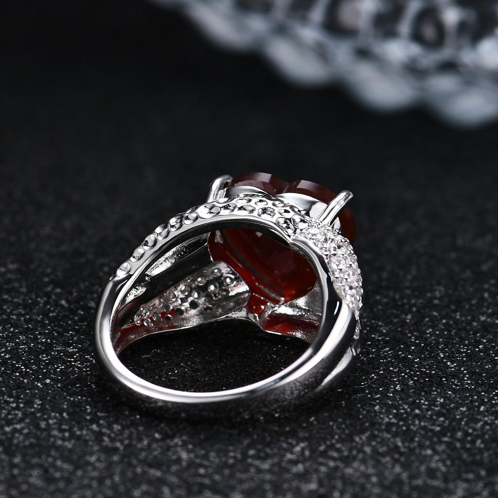 Ny designring i retrostil original designer s925 sterling sølv innlagt med kjærlighetsformet edelstenring