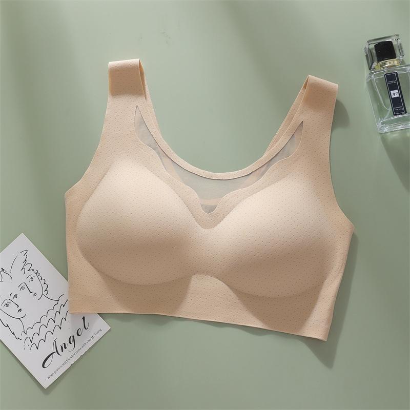 Thin Breathable and Seamless Underwear In Summer, Women Gather and Support Secondary Breasts, Anti-sagging, No Steel Ring Sports Vest, Bra