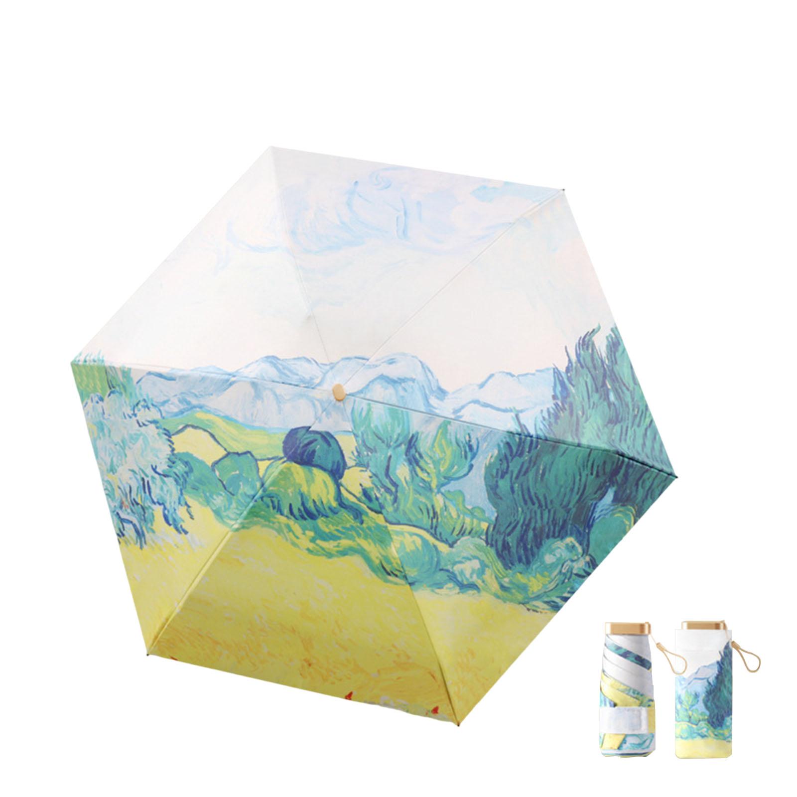 

Compact Folding Umbrella Sunny and Rainy Dualuse Umbrella 6-Rib Ultralight UV Protection Parasol Travel Daily Commute Umbrella Iron&6K зелений