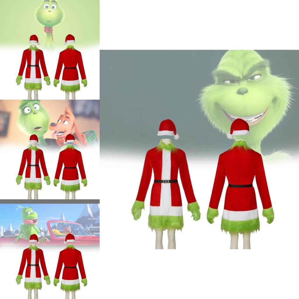 Festive Grinch Cosplay Costume For Christmas Parties Fun Velvet Fabric Unisex Sizes Xs To Xxxl