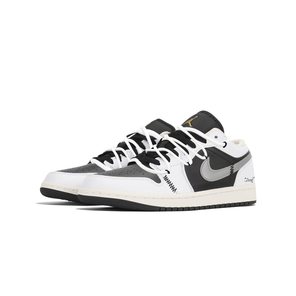Jordan Air Jordan 1 Slidstærke Lave Skateboard Sko Unisex Sort Hvid 553558-172(Team210-)
