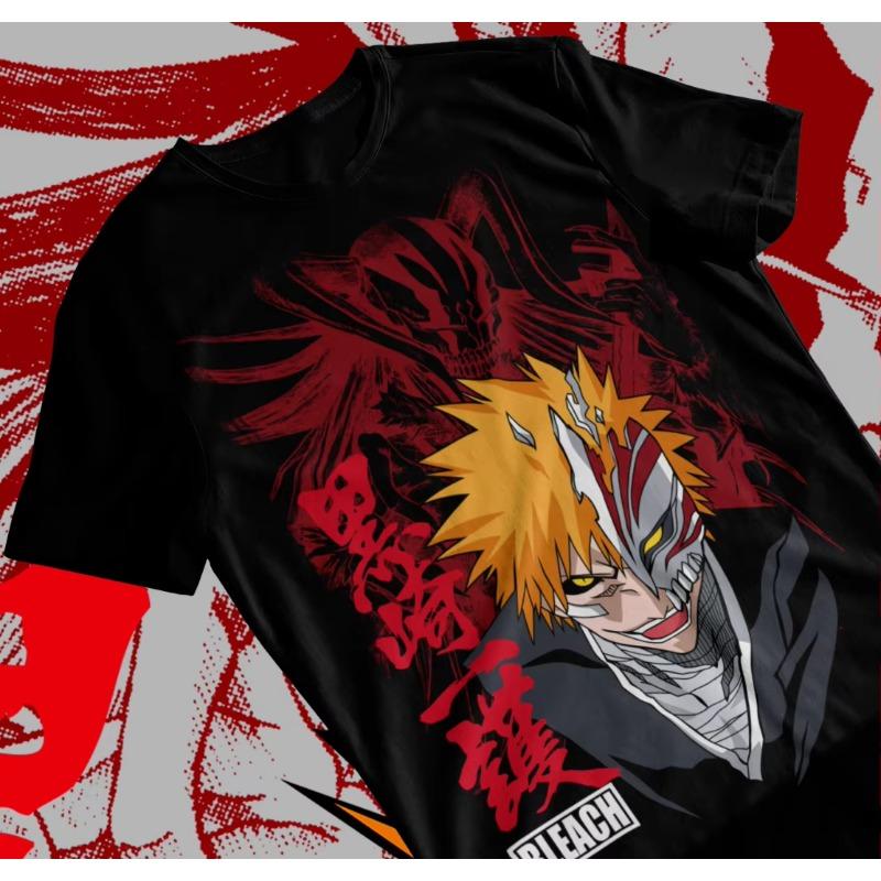 Trend Summer 2025 Cosplay Anime Bleach Ichigo Kurosaki Manga Strip Anime Unisex Tshirt T-Shirt Soft Tee T Shirt for Men