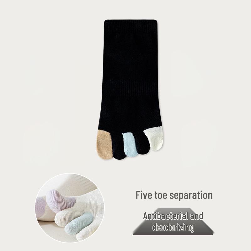 Women's Five-Toe Summer Socks - Candy Color, Sweat-Absorbing, Anti-Odor, Thin Split-Toe Design for Spring and Autumn.