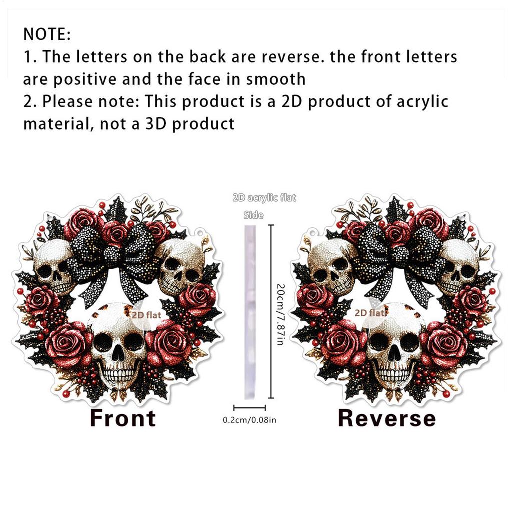 Halloween Door Sign Scary 2D Flat Acrylic Round Sign Decoration Gothic Festive Ornament Hangable Scene Props for Bedroom Porch