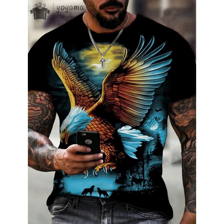Men's T Shirts Vintage Animal Eagle 3d Printed Casual Short Sleeve Tee Shirt Fashion Outfits Streetwear O Neck Oversized Tops