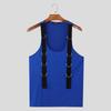 INCERUN Mens Summer Sleeveless Patchwork Strap Solid Color Casual Tank Tops
