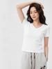 Casual White Cotton Blend Vneck Tshirt For Teen Girls Summer Wear