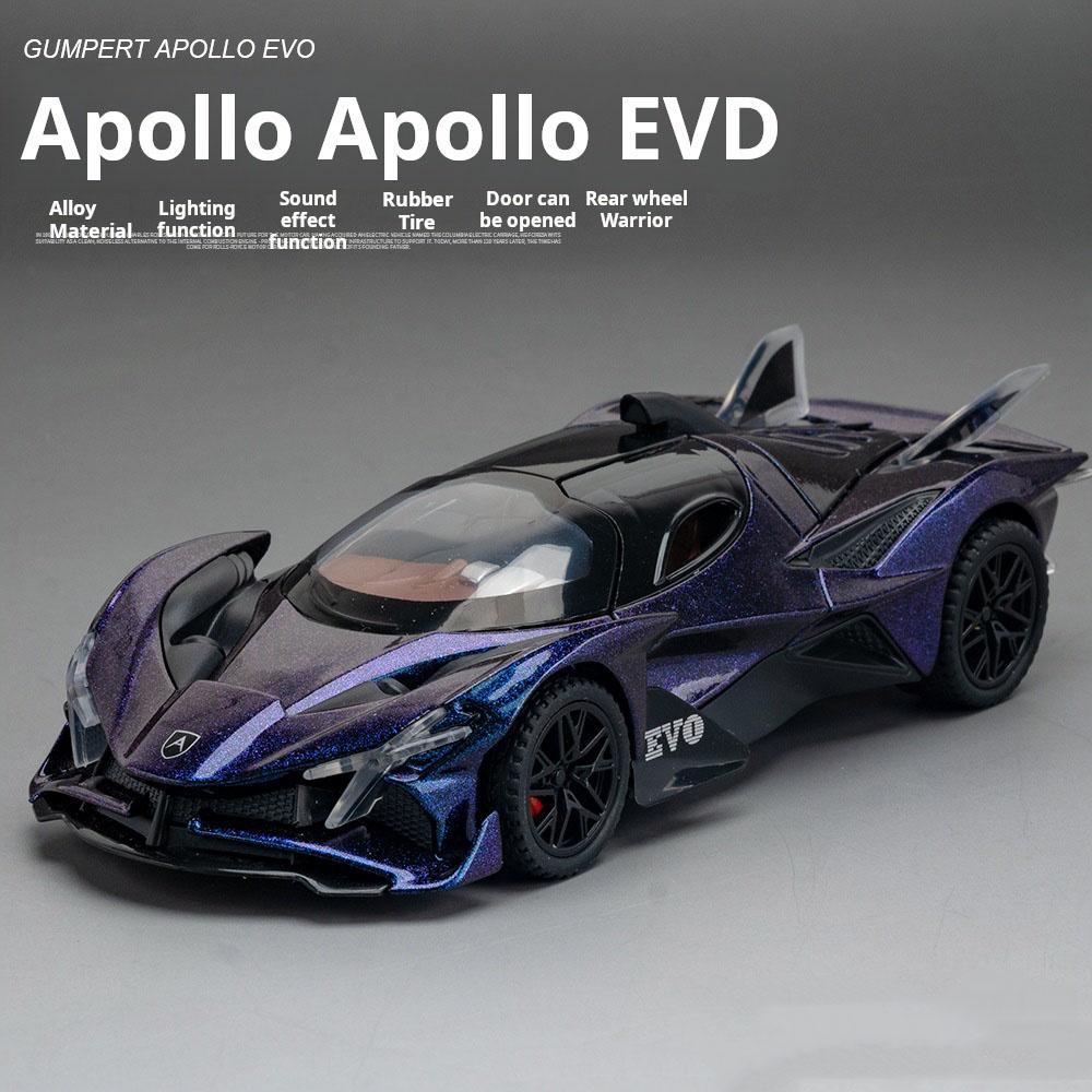 1:32 Scale Apollo EVO Car Toy Models Alloy Diecast Sports Cars Pull Back Sound Light 2 Doors Opened Racing Vehicles Gift for Kid