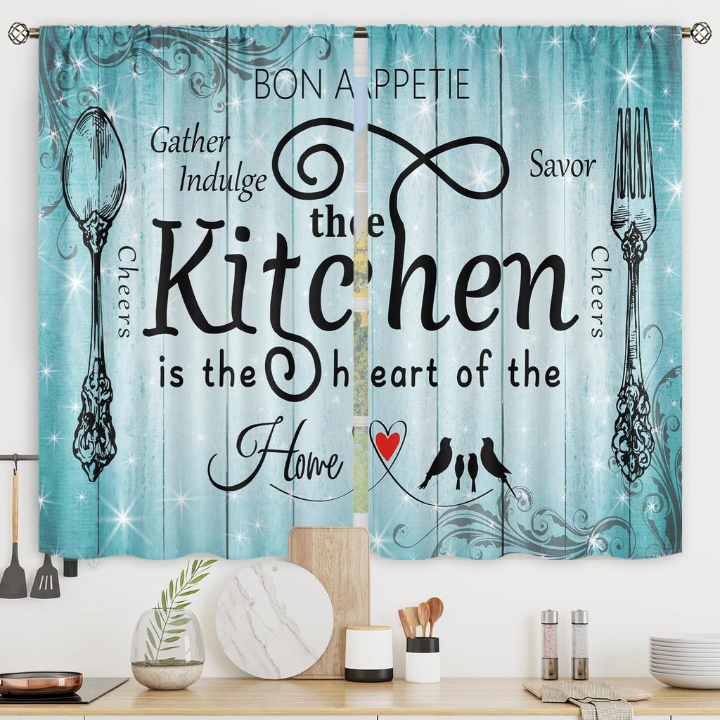 Farmhouse Fall Autumn Kitchen Curtains Rustic Flower Print Bedroom Living Room Treatment Window Drapes Curtain With Blackout Polyester Perfect For