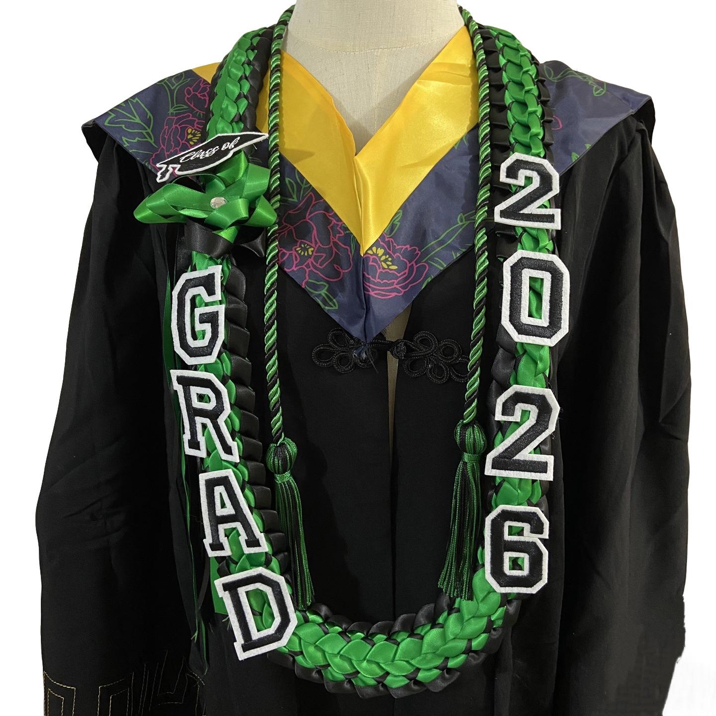 Graduation Leis Class of 2026 Grad Ribbon Double Braided Necklaces Handmade Money Leis for Congrats Graduates Senior
