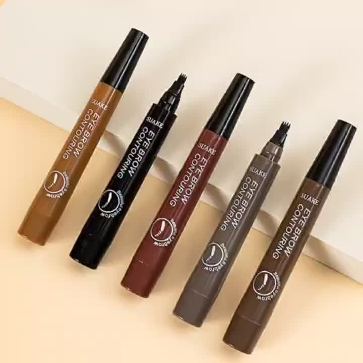 Matita per sopracciglia a 4 punte, matita per sopracciglia naturale, trucco naturale per sopracciglia, impermeabile, resistente al sudore, trucco marrone a lunga durata, disegna sopracciglia definite