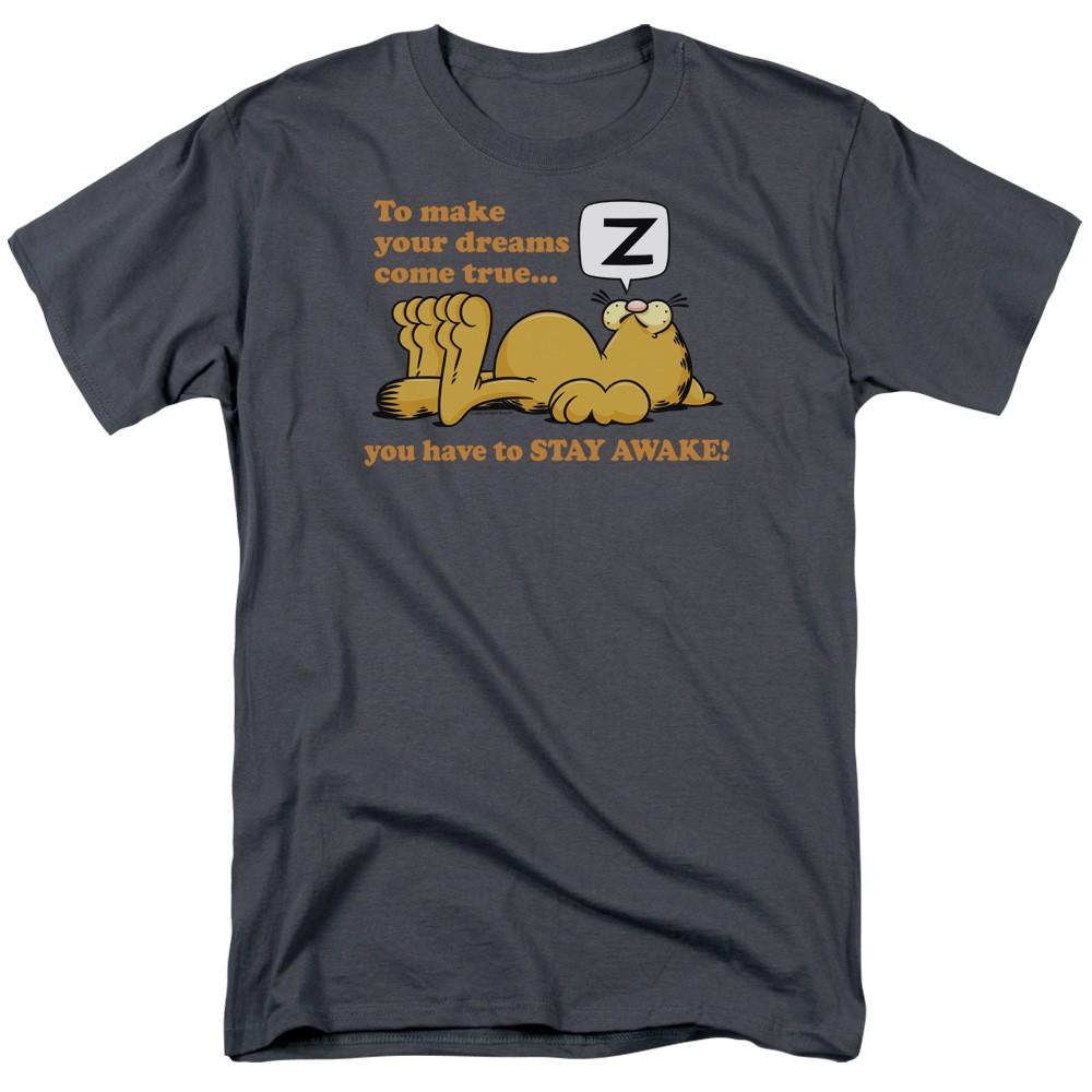 Garfield - Stay Awake - Adult Unisex Short Sleeve T-Shirt - Gray M