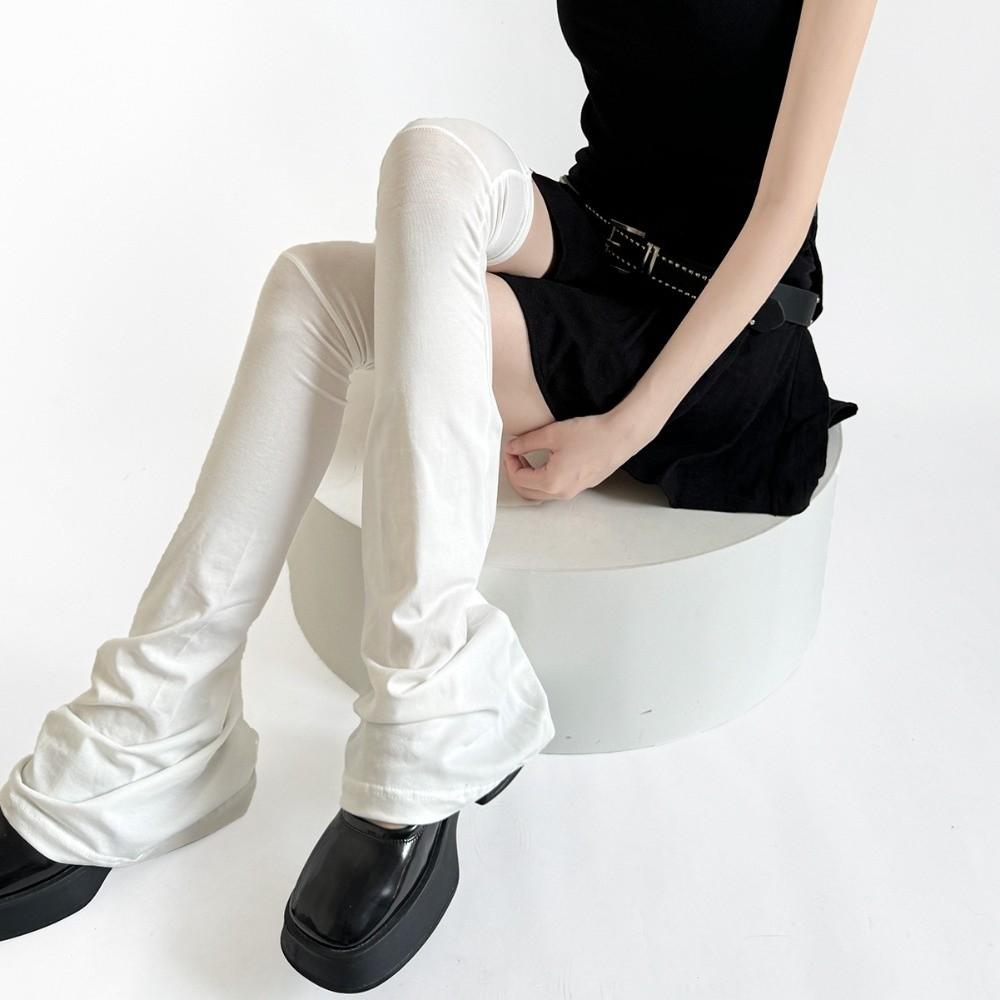 Vintage Korean Style Flared Leg Sleeve Sun-proof Soft Loose Socks Foot Cover Cotton Y2K Over Knee High Sock Summer