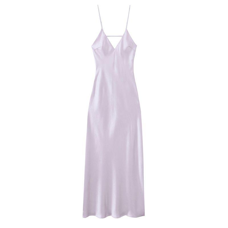 Kaslead New Women Clothes Western Style Silk Satin Texture Sleeveless Midi Dress 2452331 300