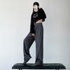 Kedong velvet casual pants loose high waist thin straight European cotton velvet simple versatile split wide leg pants