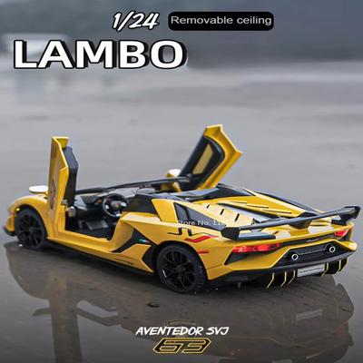 1:24 Lambo SVJ63 Simulation Model Alloy Car Model Metal Die-cast Toy Car with Light Sound Pull Back Function Super Sports Car Boy Toy Birthday Gift