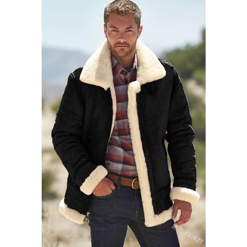 

Куртка мужская приталенная куртка с застежкой-молнией и лацканами Зимнее теплое пальто с длинными рукавами XXXXL