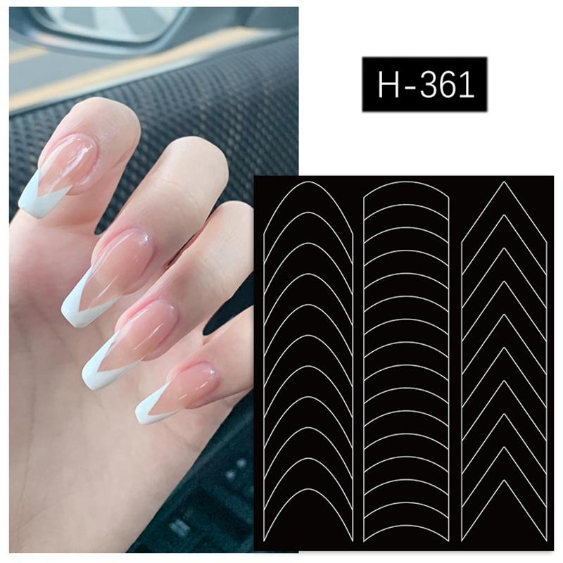 French Manicure Strip Nail Forms Fringe Tip Guides Sticker DIY Wavy Line Nail Art Tips Guides Stickers Stencil Strips Nail Tools