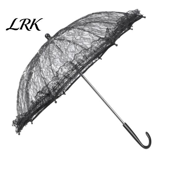 Elegant Hollow Embroidery Umbrella Vintage Gothic Lace Umbrella, Black Bridal Parasol for Halloween Exquisite Witch Cosplay, Wedding Decoration, Stage A