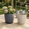 Functionele Bloempotten voor Woonkamer Moderne Plantenpot met Schotel, Grijze Bloempot Grote Hars Containers Drainagegaten, Steenlook Bloempot Binnen Buiten