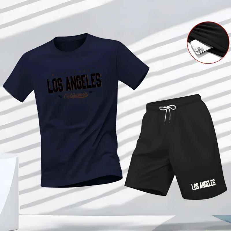 Nuovo set sportivo estivo da uomo, T-shirt a maniche corte e pantaloncini due pezzi, abbigliamento casual traspirante e ad asciugatura rapida.
