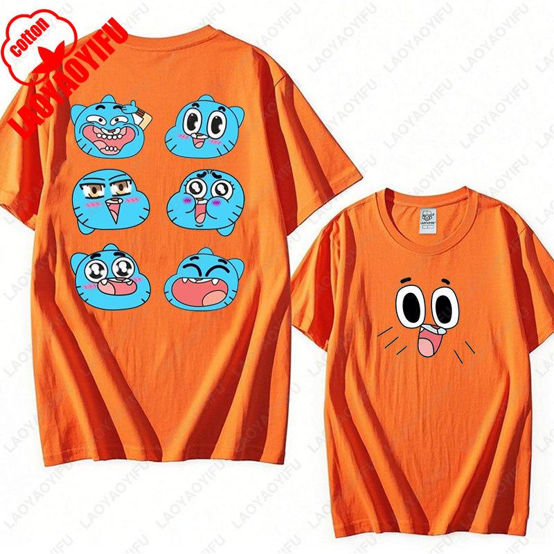 Animace Kreslený Gumball a Darwin Potisk Tričko Úžasný Svět Gumballa Tričko Nové Léto 2025 Kawaii Muž Žena Bavlněná Trička