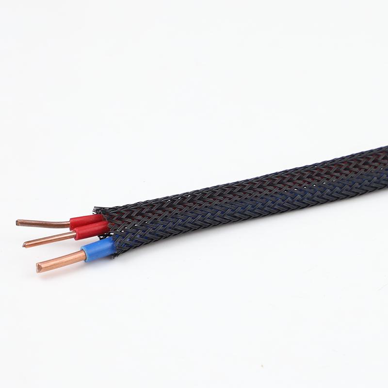 Black Flame Retardant Braided Nylon Mesh Tube - Expandable PET Shock-Absorbing Wire Sleeve