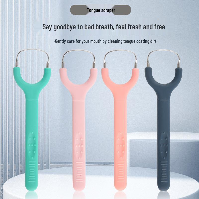 304 Stainless Steel Y-Shape Tongue Scraper & Breath Freshener Brush