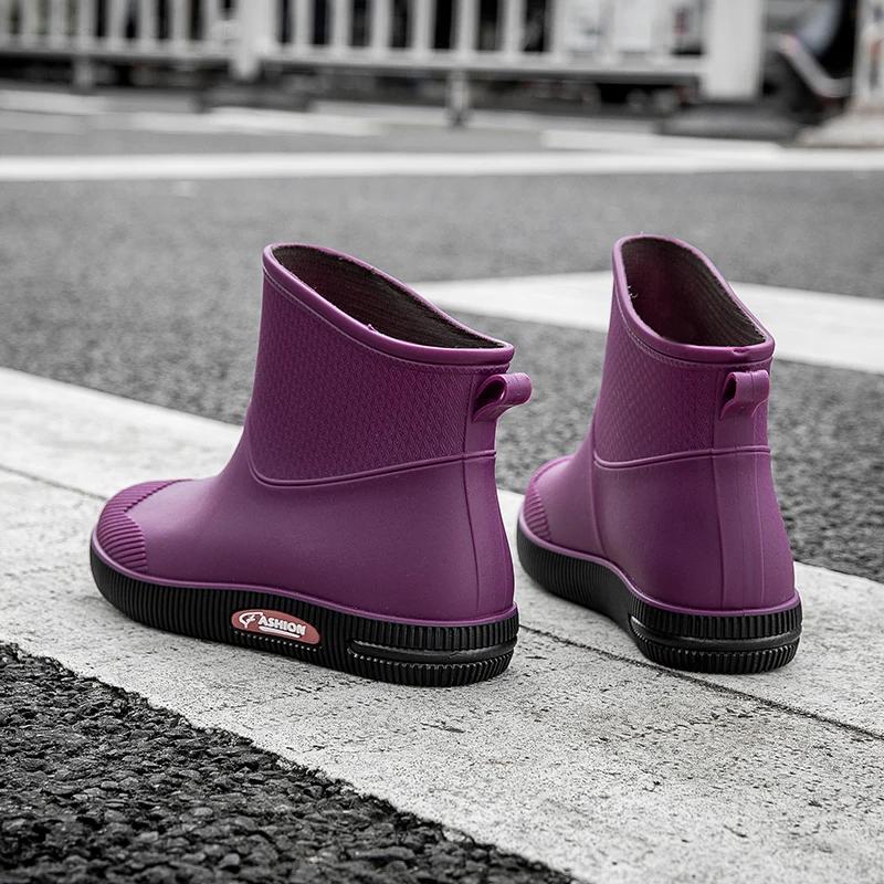 Regenstiefel Damen Rutschfeste Wasserdichte Schuhe Outdoor Verschleißfeste Gummischuhe Küchenarbeit Wasserdichte Stiefel Kurzer Schaft
