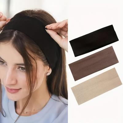 4PCS Minimalist Preppy Headbands, Casual Hair Bands & Solid Color Headscarf-Style Sweatbands
