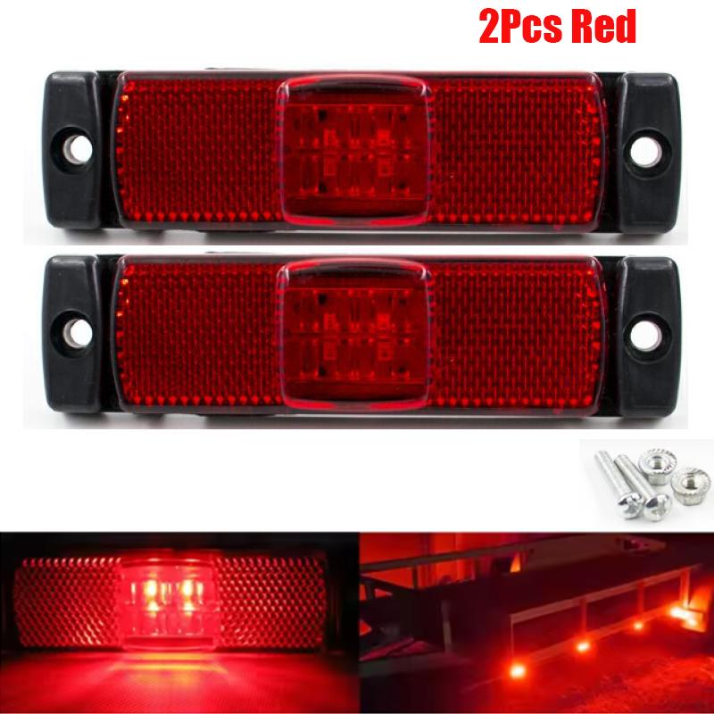 4 LED Reflector Panel Light Truck Identification Light Turn Signal Clearance Brake Tail Light For Trailer Bus Lorry Van 12V 24V