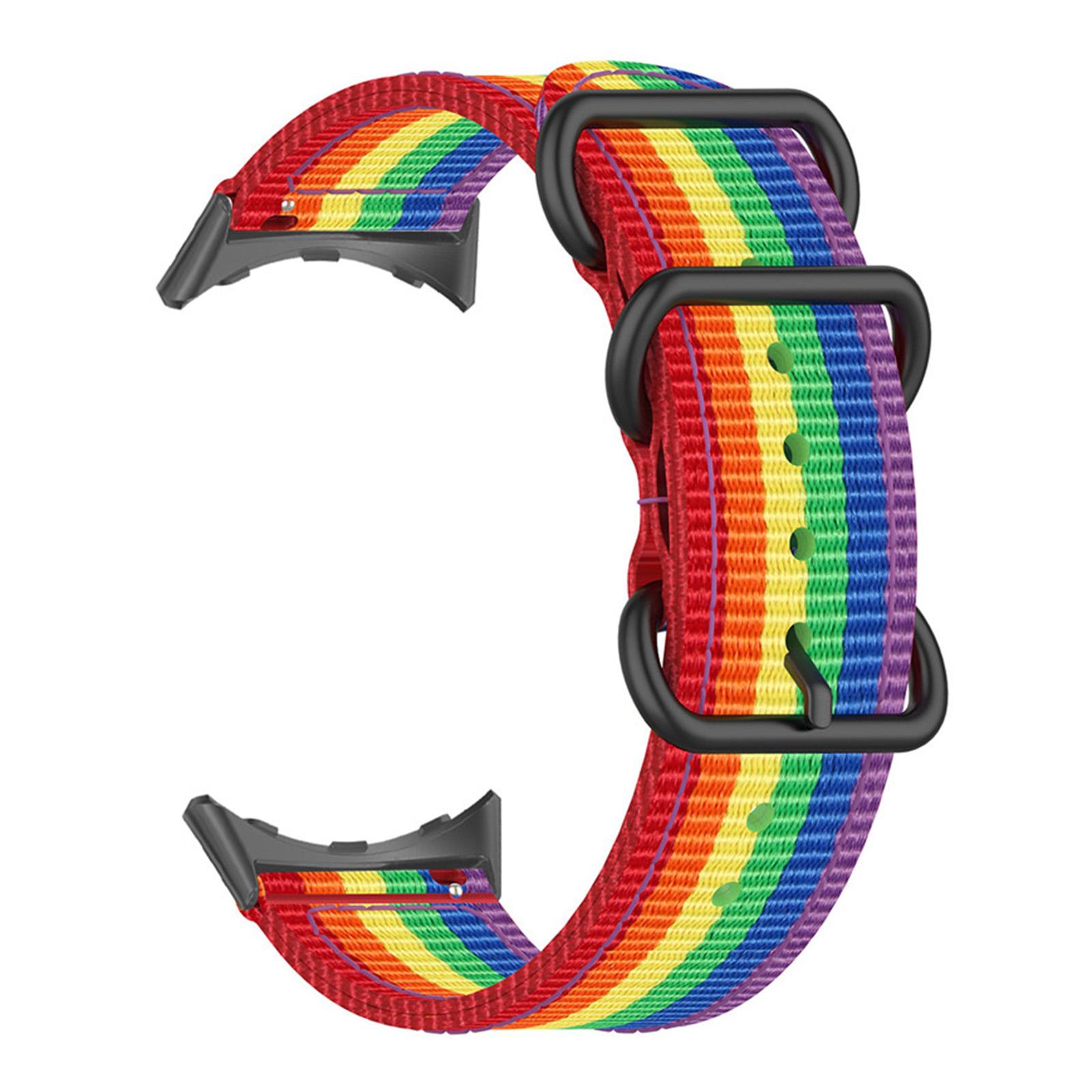 

For Google Pixel Watch 3 41mm/Watch 2/Pixel Watch Nylon Strap Adjustable Watchband Smart Bracelet Breathable Band with Loop Buckle for Women/Men Rainbow