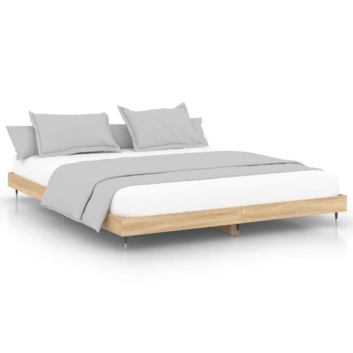 VidaXL Cadre de lit chêne sonoma 200x200 cm bois d'ingénierie 832112