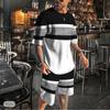 Summer Fashion Stripe 3D Print T-Shirts Shorts Sets Men Tracksuits Oversized Short Sleeve T Shirt Pants Set Clothing