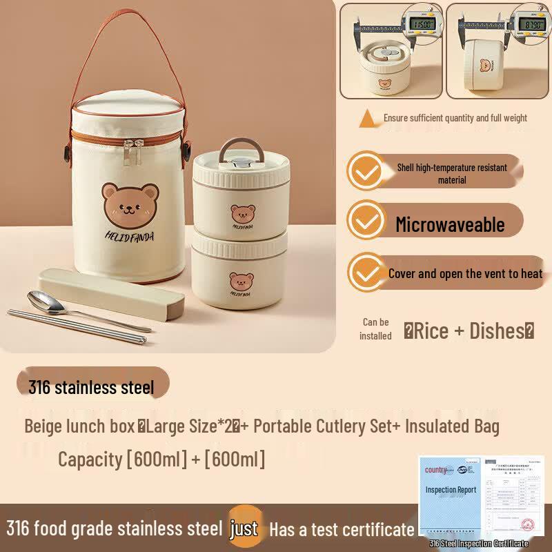 316 Stainless Steel Microwavable Insulated Bento Box