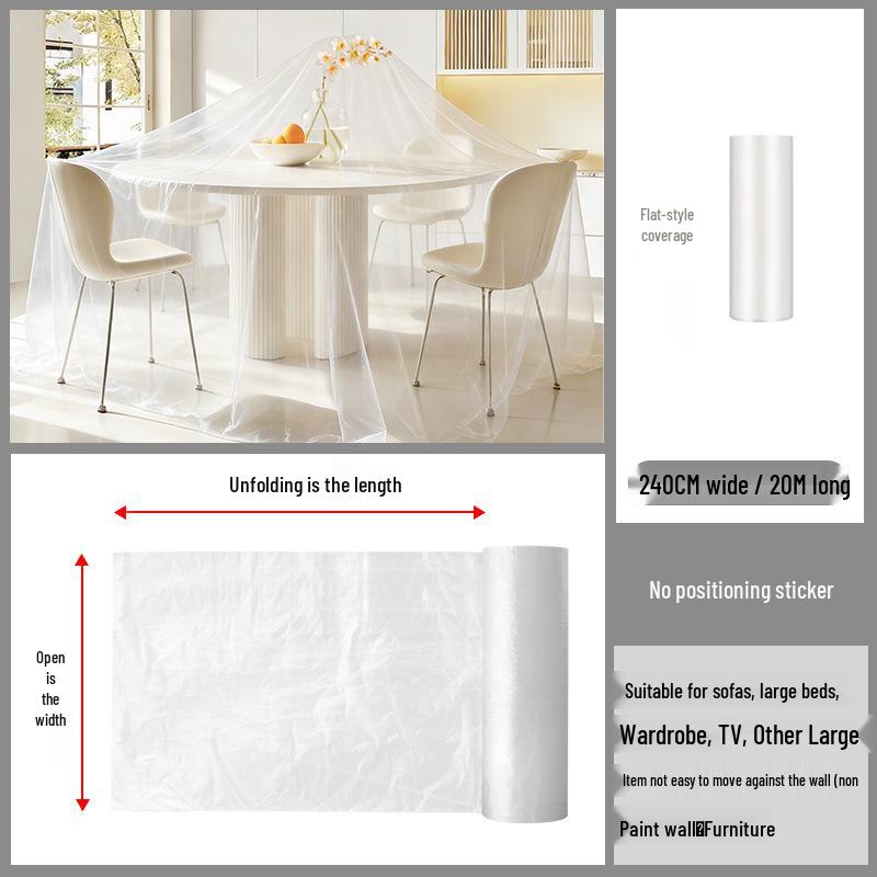 Thickened Plastic Dustproof Masking Film for Furniture Renovation and Spray Protection