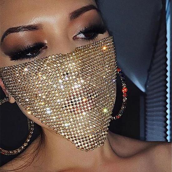 Frauen Sexy Reticulated Strass Gesicht Mund Abdeckung Nacht Club Party Schleier Yashmak
