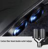 Carbon Fiber Dual Outlet Exhaust Pipe, Burnt Blue - One-in-Two Design for Tailpipe Modification