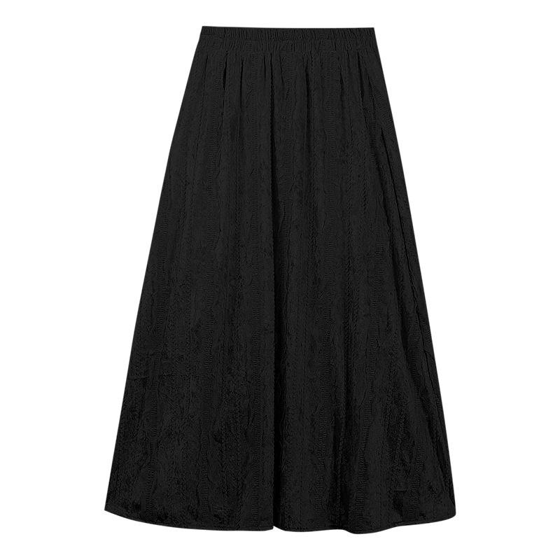 Women's High Waist Lace Patchwork Velvet A-line Skirt - Soft, Comfortable for Spring/Autumn 2025.