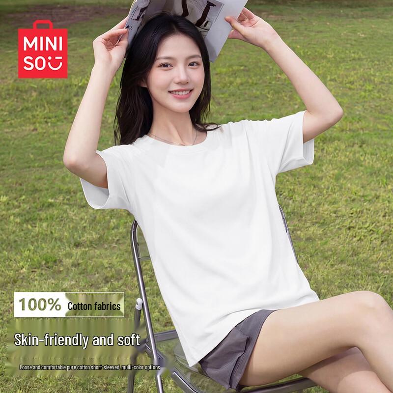 MINISO Women's Pure Cotton Short Sleeve T-shirt