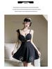 Elegant Deep V-Neck See-Through Dress with Flutter Sleeves and Slimming A-Line Skirt