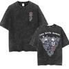 Rose Skull Run Little Mouse Vintage Washed T Shirt Mens Gothic Classic Short Sleeve Tshirts Yk Man Harajuku Clothing Tshirt