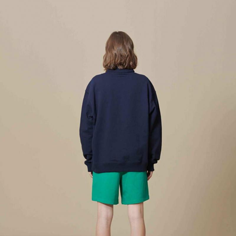 Yüksek Yaka Yarım Fermuarlı Lacivert