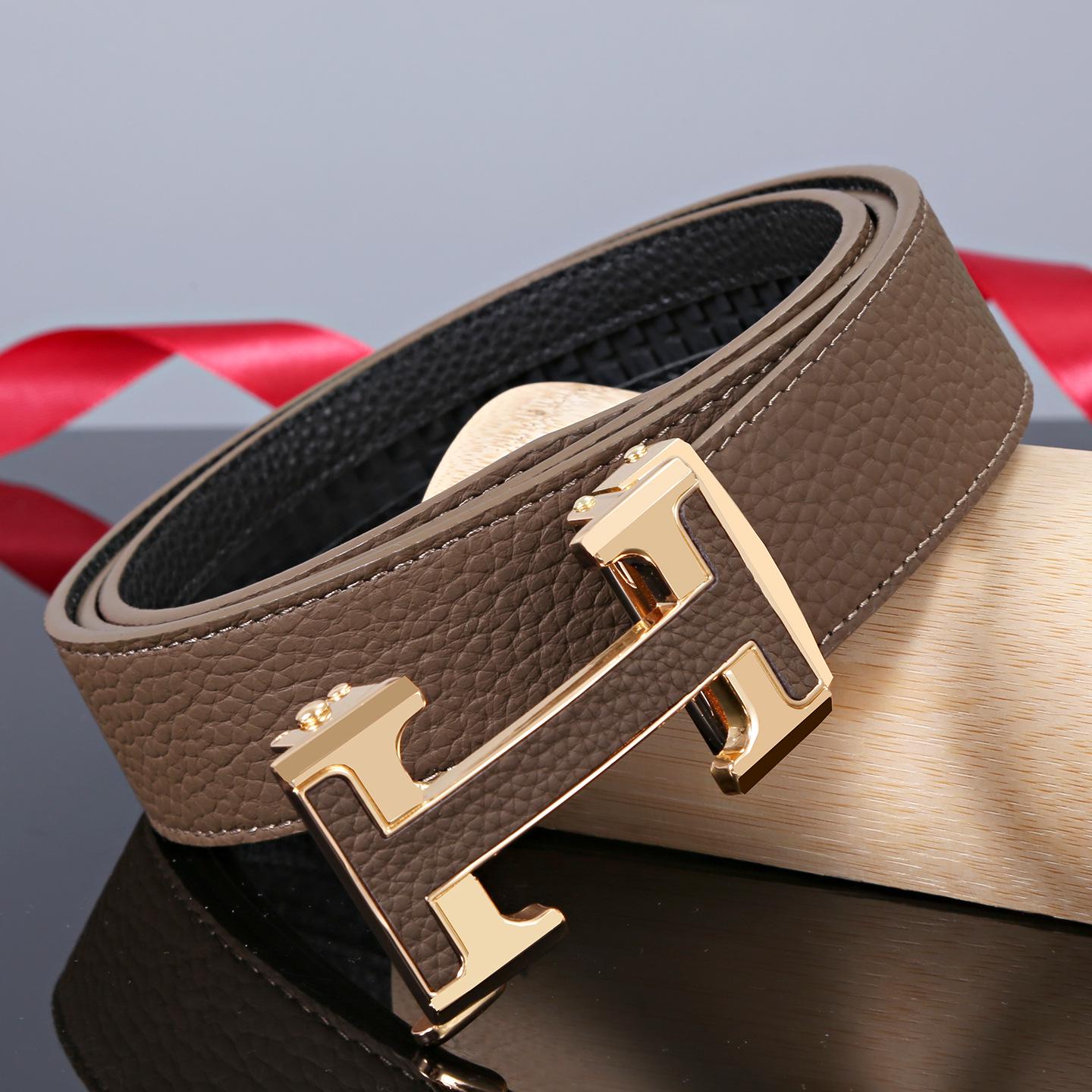 

Мужской двусторонний ремень из чистой коровьей кожи с автоматической пряжкой - Повседневный, Модный, Универсальный для джинсов 125cm