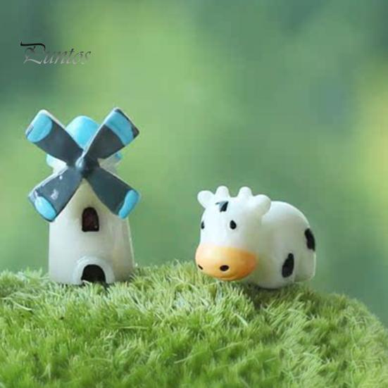 40 Stück Harz-Kuh-Miniaturfiguren, lebendiges Aussehen, Mini-Kuh-Statuen, niedliche Garten-Kuh-Ornamente, Tiere, Modell, Feengarten-Miniatur