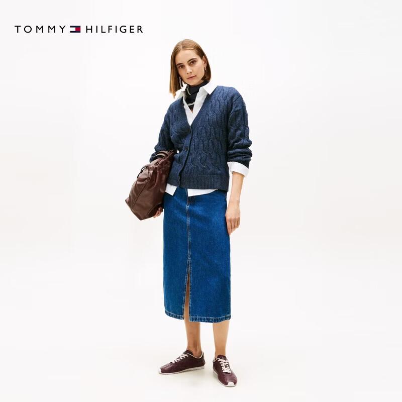Tommy Hilfiger Women's Cable Knit V-Neck Button-Up Cardigan