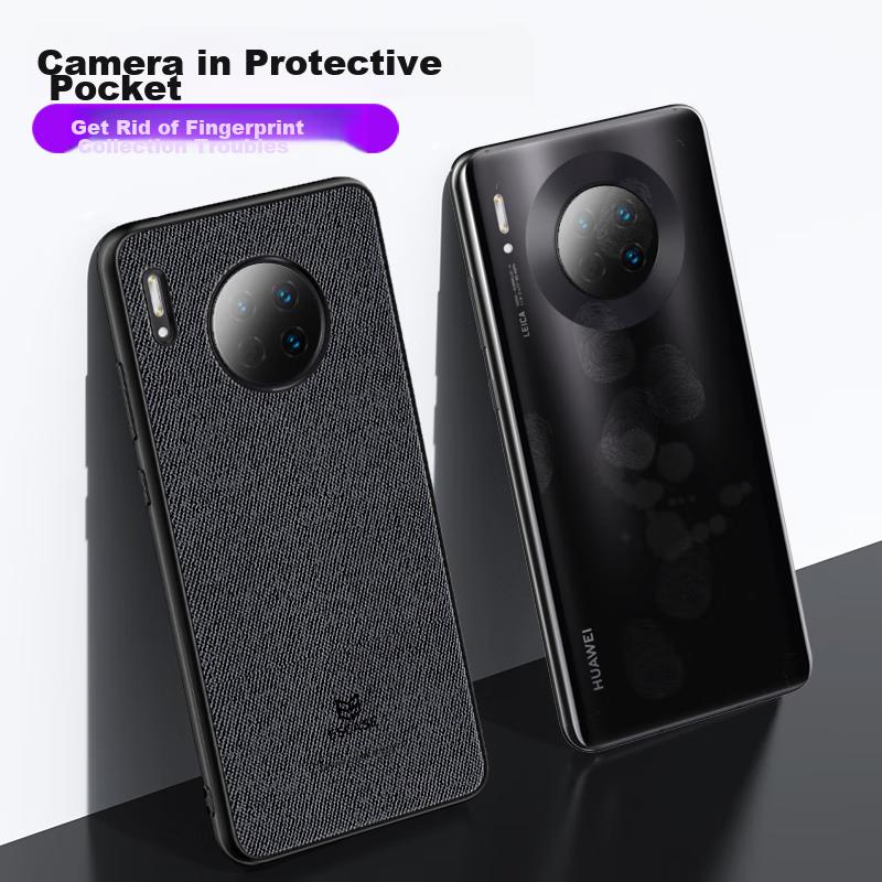ESCASE Huawei Mate30 Phone Case, Mate30 4G/5G Protective Cover, Creative Full Edge Protection Shockproof Leather Back Case, ES-19 Deep Black