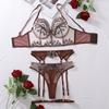 French  Embroidery Flower Soft Steel Ring Lace Bra Set Underwear