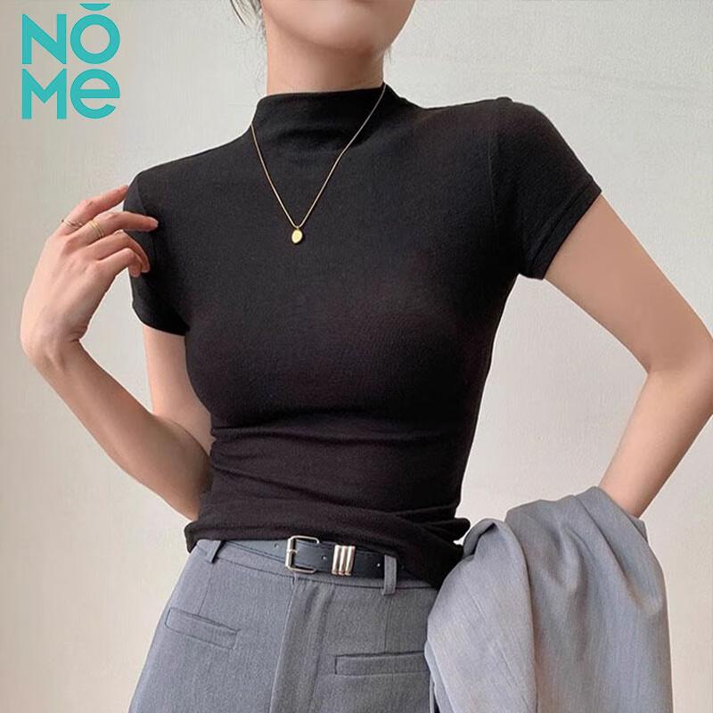 NOME Women s Slim Fit Ribbed Half-High Collar Tee 2XL